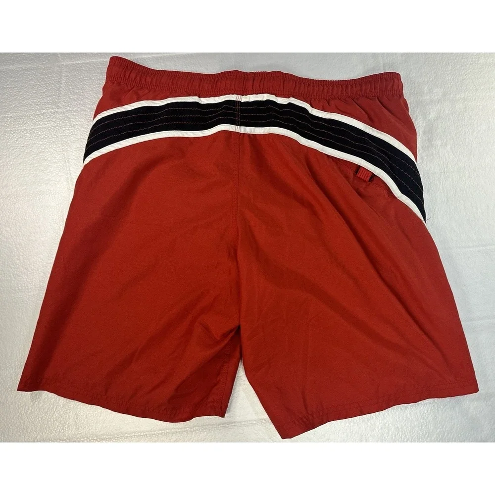 Nike Red Black Men's‎ Swim Trunks Size L Pockets - Vintage Nike Swim Shorts